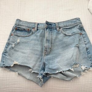 Abercrombie & Fitch Light Blue Distressed Denim Shorts